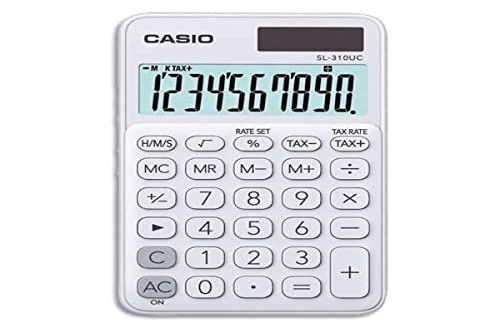 CASIO SL-310UC-WE - Calculadora, 0.8 x 7 x 11.8 cm, color blanco