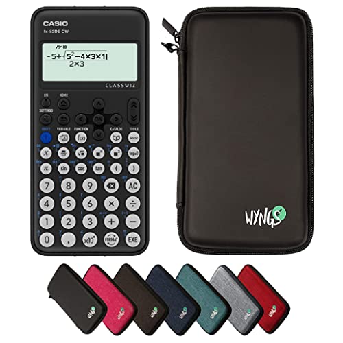 CALCUSO Paquete ahorro: calculadora escolar técnico-científica Casio FX-82DE CW ClassWiz y funda protectora WYNGS negra