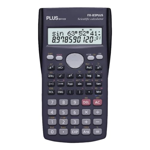 Plus Office Calculadora Científica para Ingeniería, Escuela y Universidad, Pantalla 2 líneas (10+2 dígitos). Funciones Hiperbólicas y Trigonométricas, 2 Años de Garantía, FX-82 Plus Color Negro