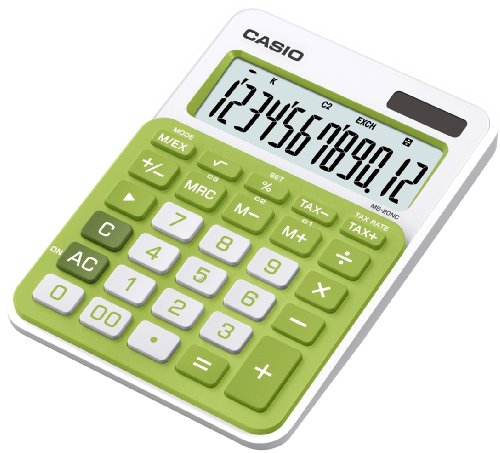 Casio MS-20NC-GN - Calculadora básica (con panel solar y batería, 22 x 104.5 x 149.5 mm), color verde