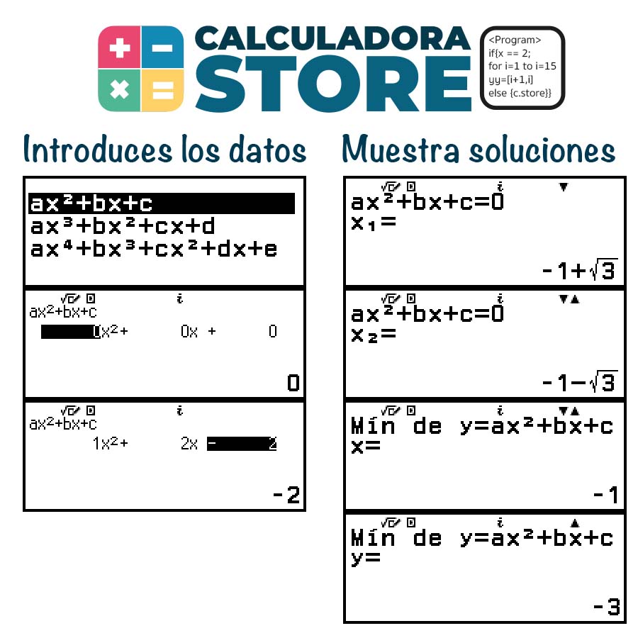 calculadora Casio FX-991SP CW ecuaciones de segundo grado.